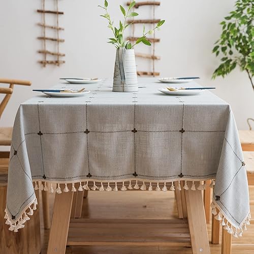 Pahajim - Mantel rectangular de peso de lino y algodón, resistente al polvo, para fiestas, para la cocina, para cenas