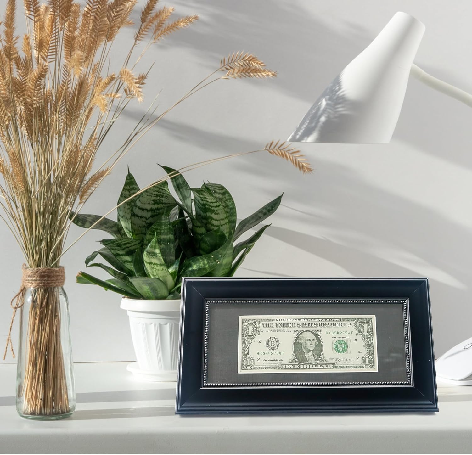 GMFrames Black Dollar Bill Frame with Black Mat or Display 4x9 Picture without Mat,Real Glass - Image 6