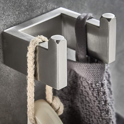 Miniatura 3 de JunSun Juego de accesorios de baño rectangulares de 3 piezas (soporte para papel higiénico y gancho para toallas), juego de accesorios de baño