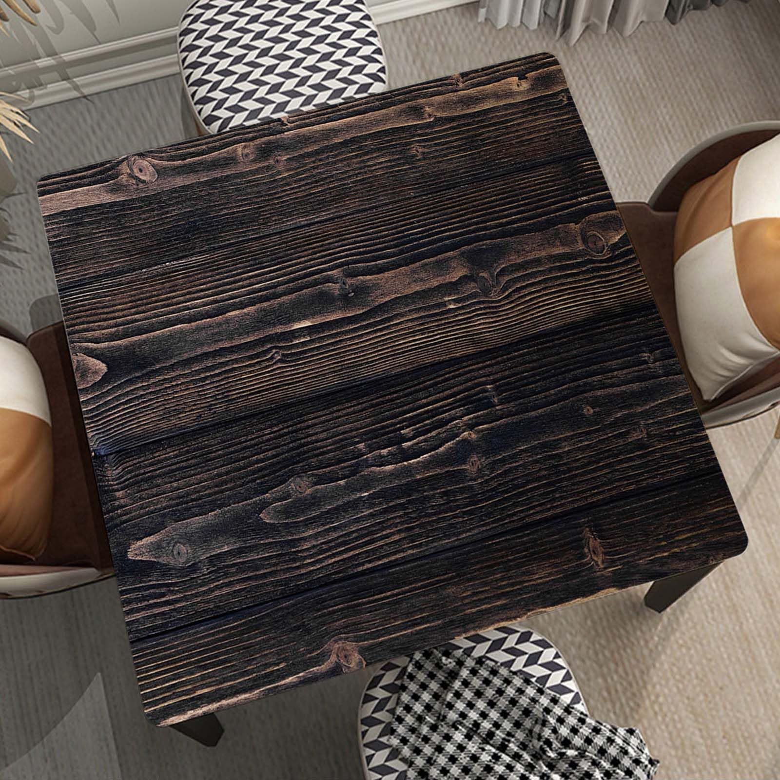 SPLINDO Wood Grain Square Table Cloth Fitted Tablecloth Cover Dark Tablecloths with Elastic Edge Waterproof Polyester Cloths for Indoor Outdoor Tables