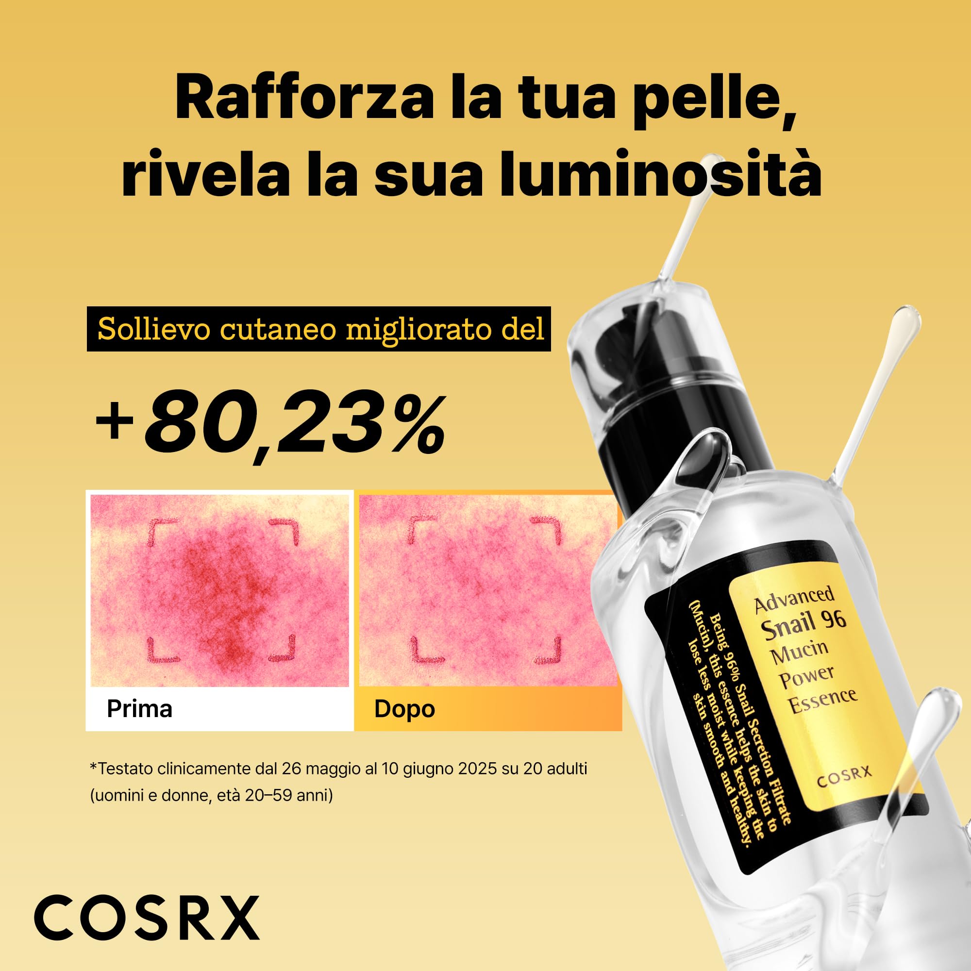 COSRX Essenza di bava di lumaca 96 100ml, 96,3% di filtro di secrezione di lumaca, ringiovanisce la pelle da secchezza e invecchiamento, assorbe rapidamente nella pelle, Ipoallergenico