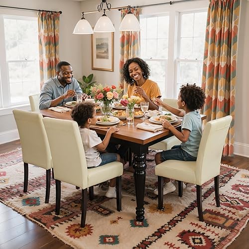 Miniatura 7 de CHUN YI Juego de 4 sillas de comedor, sillas de comedor de piel sintética, sillas Parsons tapizadas con respaldo alto para comedor, cocina, sillas