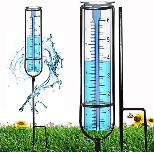BIUWING Medidor de lluvia, medidor de lluvia mejorado para exteriores, mejor calificado, medidores de lluvia para patio con estaca, medidor de
