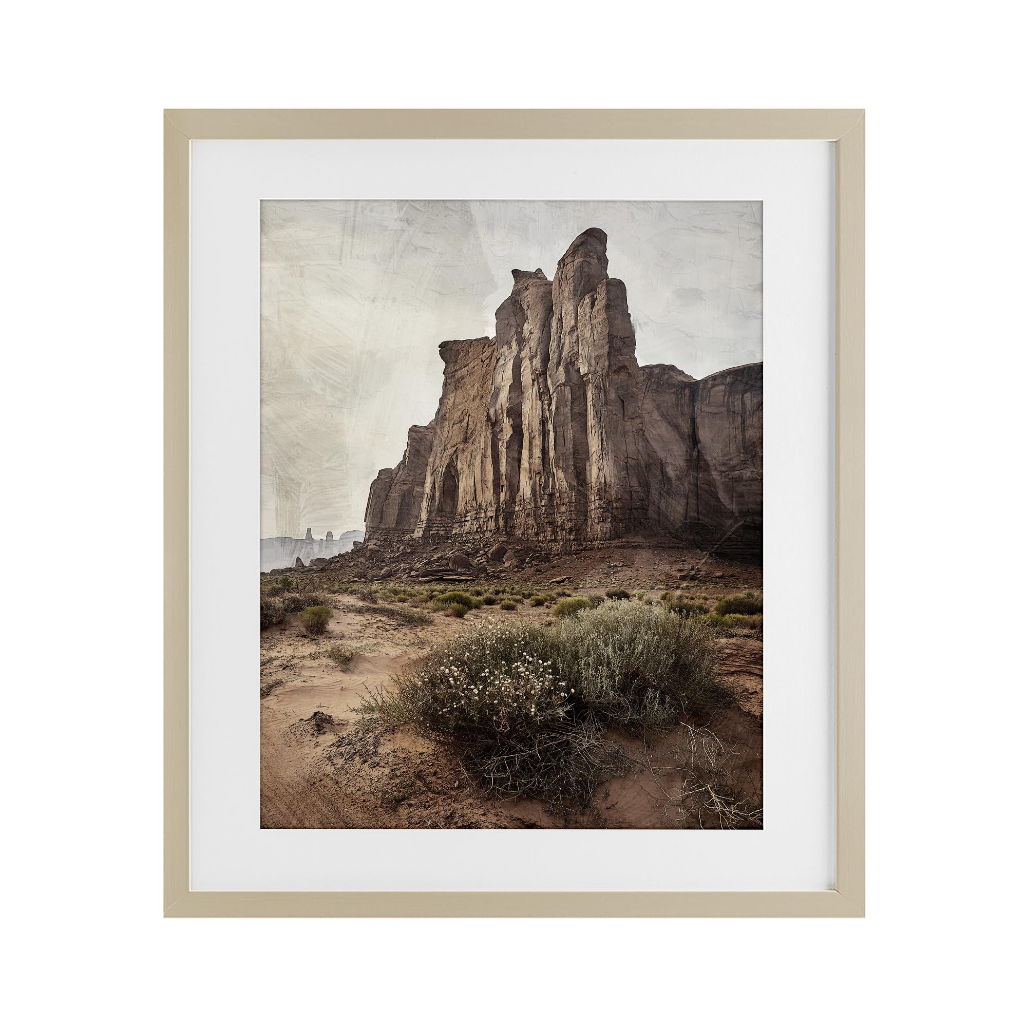 Desolate Rock View Landscape Vista, 17 x 21 Inch Framed Print Under Glass