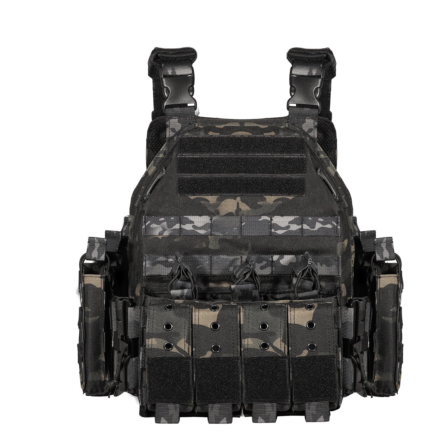 Modular Molle Tactical Vest, Adjustable Lightweight Quick Release Hunting Chest 1000D Nylon Military Combat Training Gear for Airsoft Outdoor Paintball CS Game