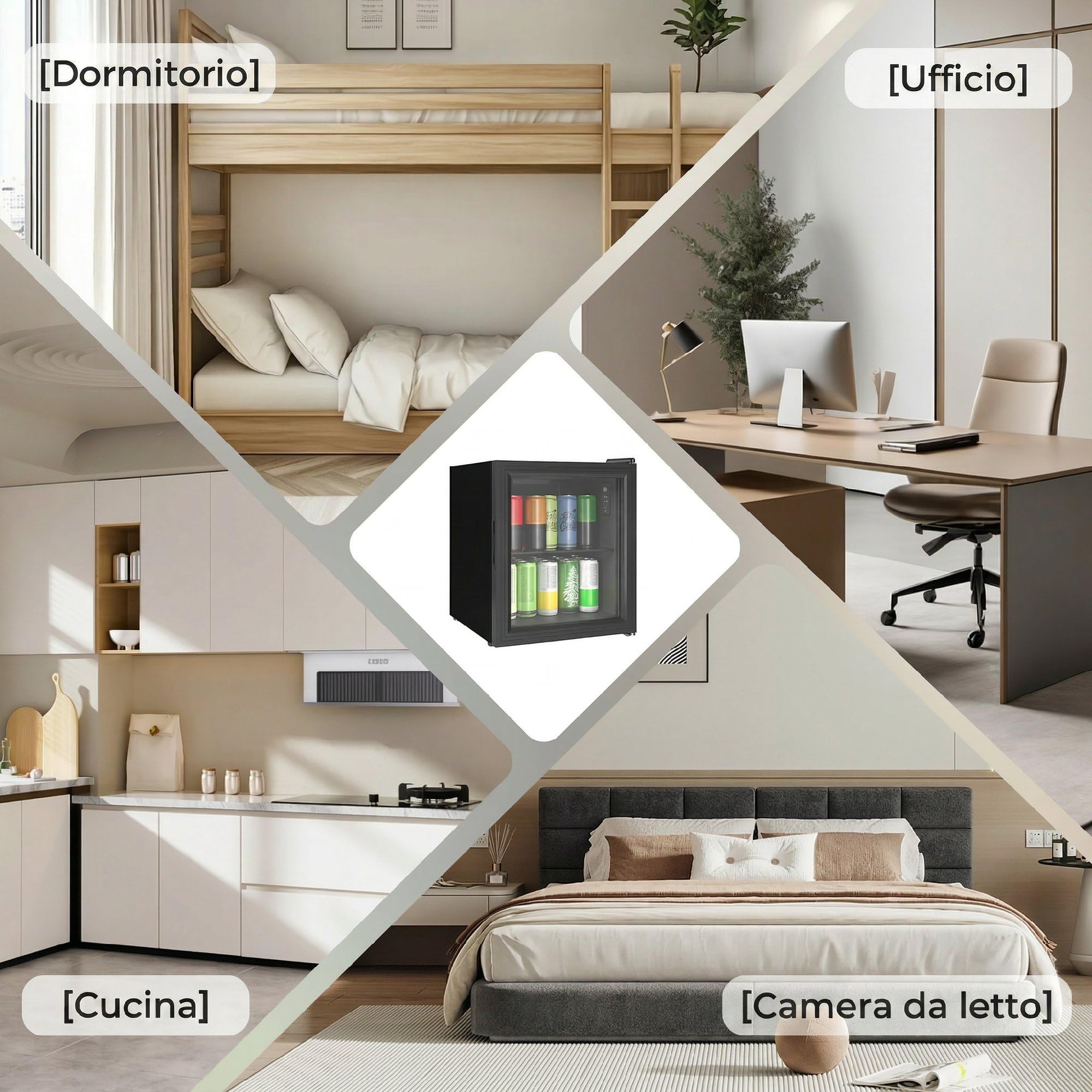 HOMCOM Mini Frigo per Bevande 46L 59 Lattine, Frigorifero Piccolo da Tavolo e Camera Silenzioso, 0-20℃, Porta in Vetro, Ripiano, Display Touch, Classe D, Luci LED, per Birra, Cucina, Ufficio, Nero