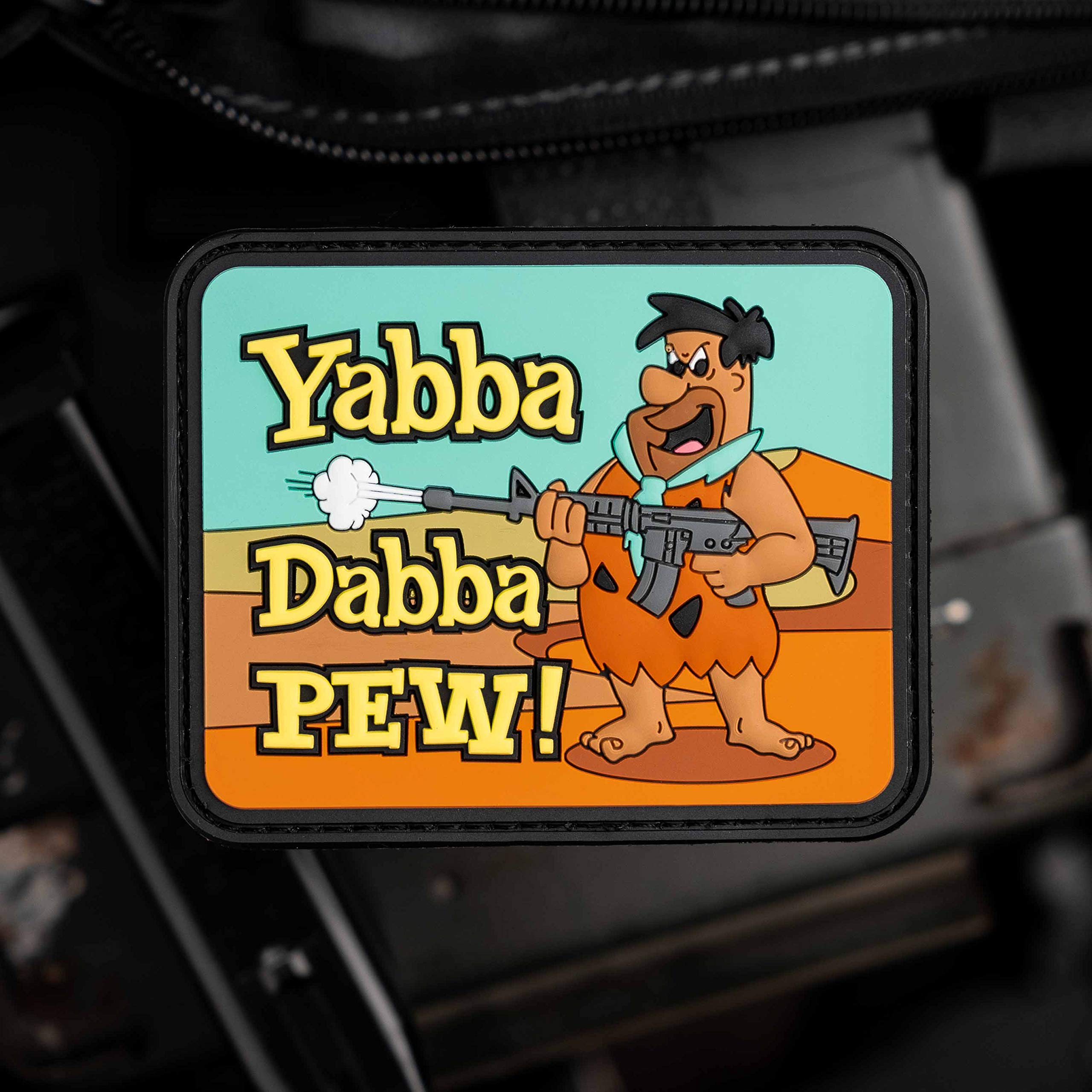 Yabba Dabba Pew Flintstones PVC Morale Patch - Hook Backed with Loop Piece by NEO Tactical Gear