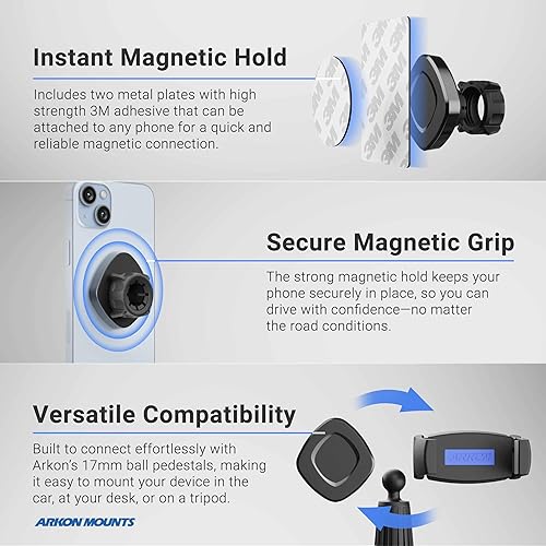 Miniatura 2 de Arkon Soporte de trípode de 11 pulgadas con soporte magnético para teléfono para transmisión de video en vivo, color negro