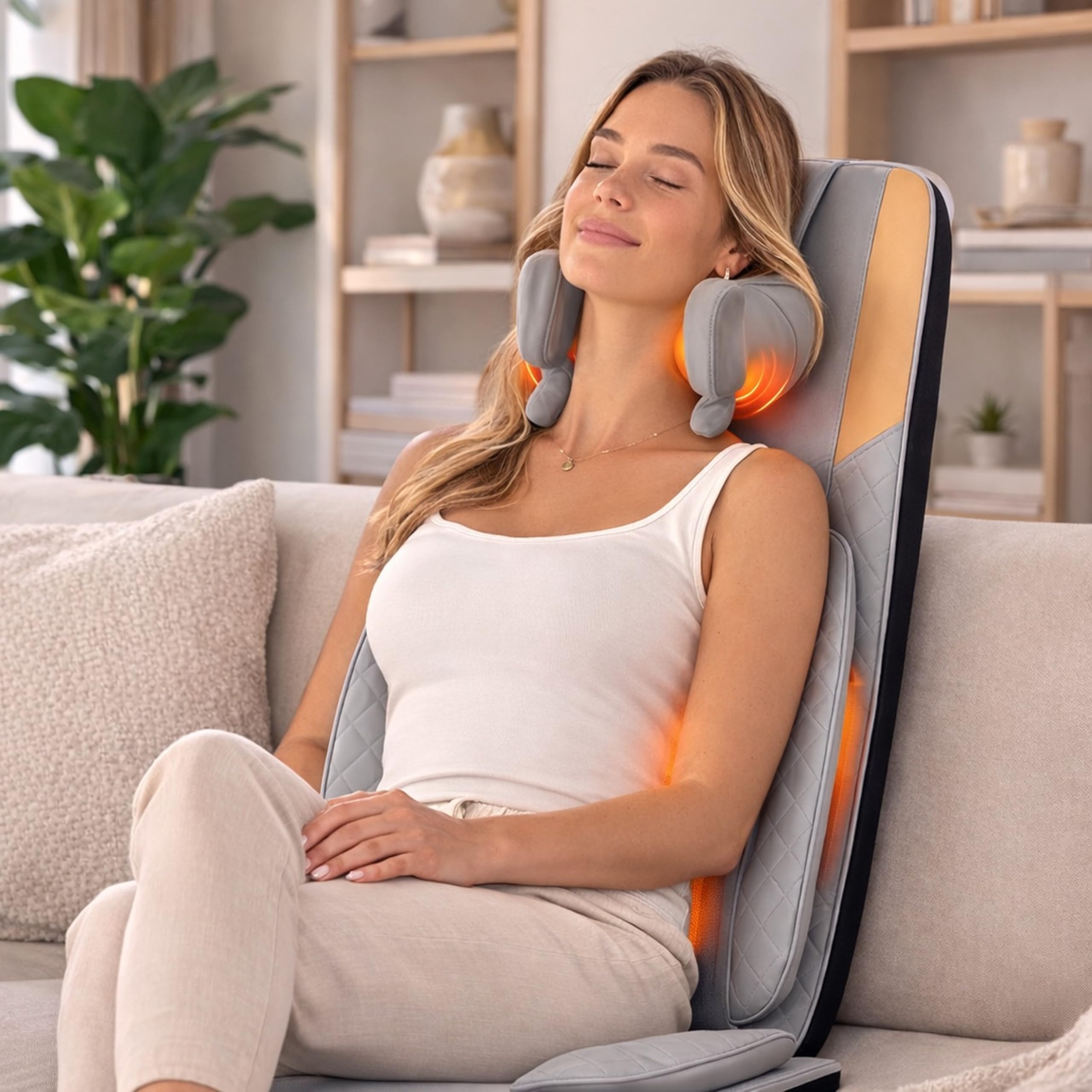 MOCHO® Massagesitzauflage Shiatsu Massagesitz mit Wärmefunktion, 3 Zonen, Rückenmassage, Nackenmassage, Vibrationssitz, Ganzkörper Massagegerät,Massagematte