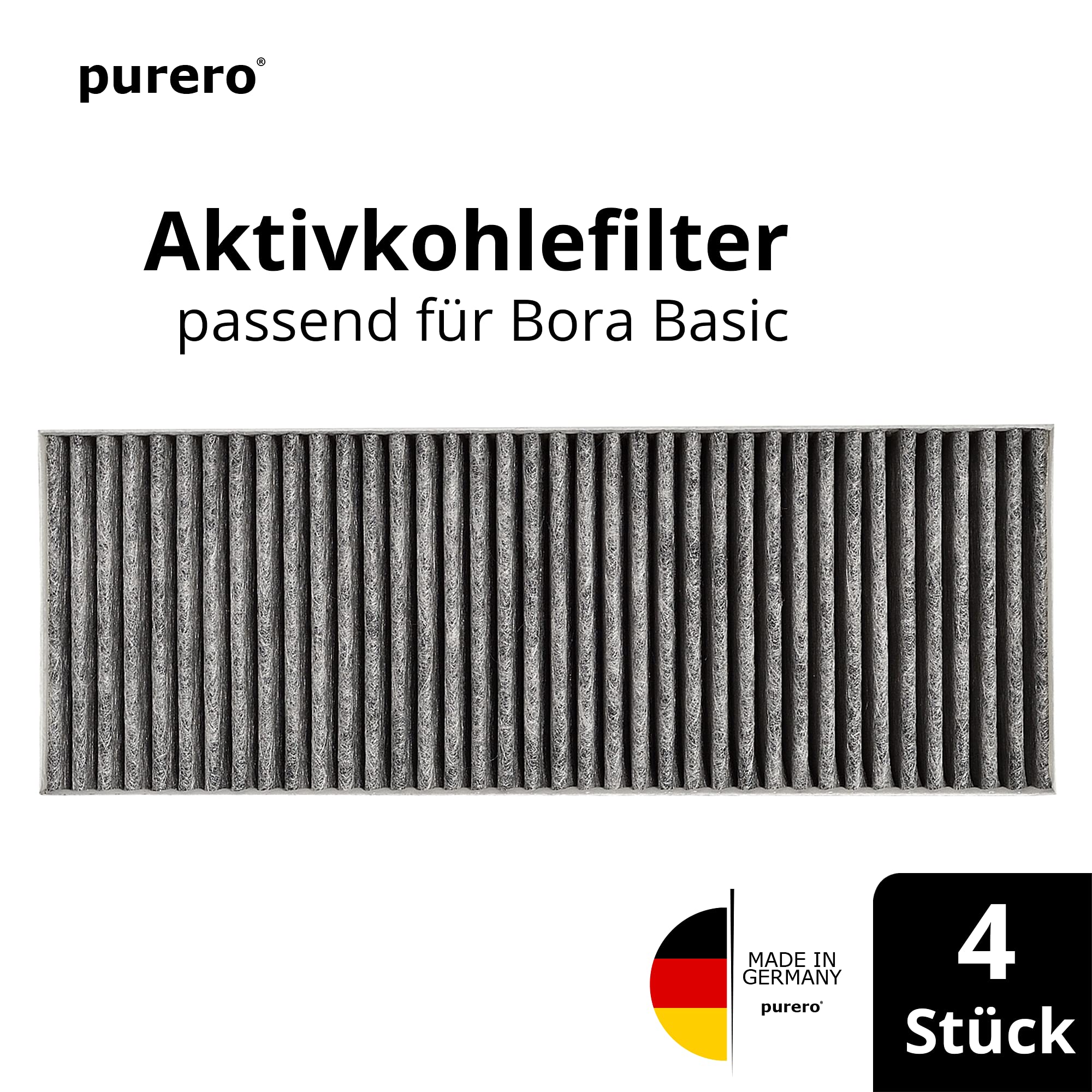 Aktivkohlefilter-Set (2x2er Set) - geeignet für Bora BASIC BAKFS - Für optimale Geruchsabscheidung - Aktivkohlefilter - Made in Germany