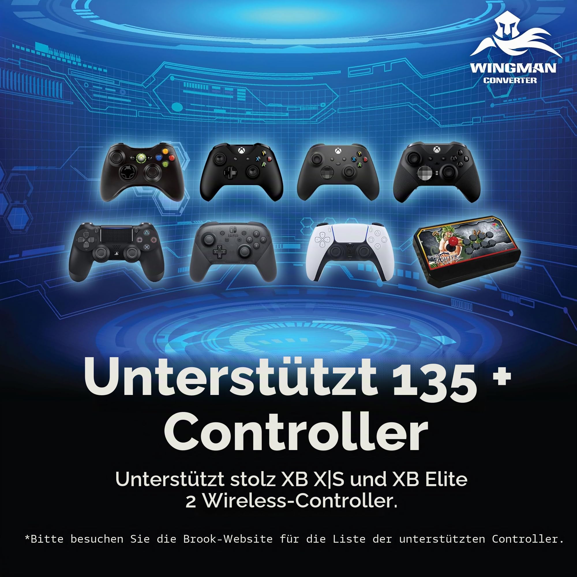 Brook Wingman XB 2 Konverter mit Schlüsselanhänger - Wireless Controller Adapter für XB 360, XB Original Konsolen und PC, unterstützt Remap und einstellbaren Turbo [Exklusive Version]