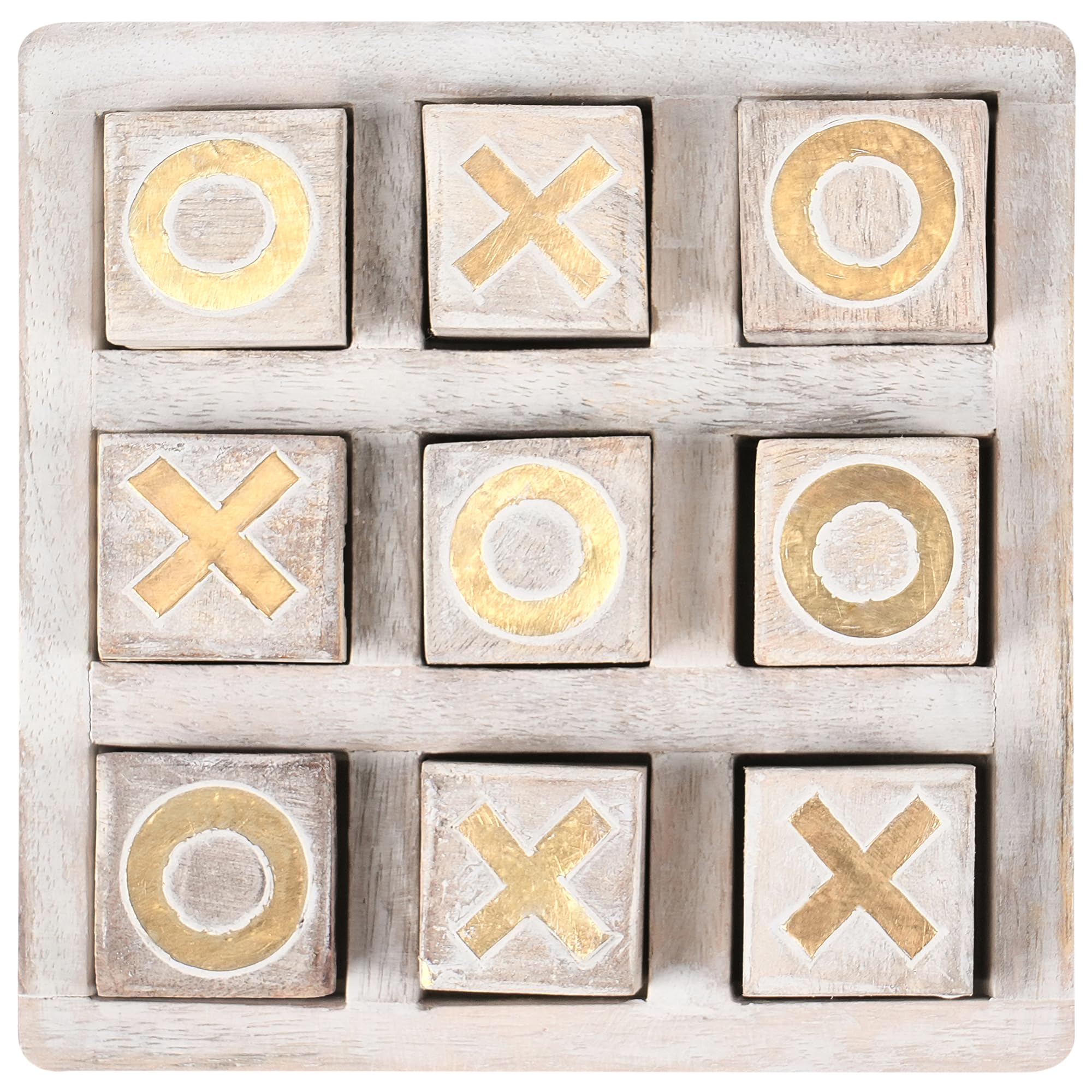 Beliani Jeu de Morpion en Bois de Manguier Accessoire Décoratif Beige Asjut