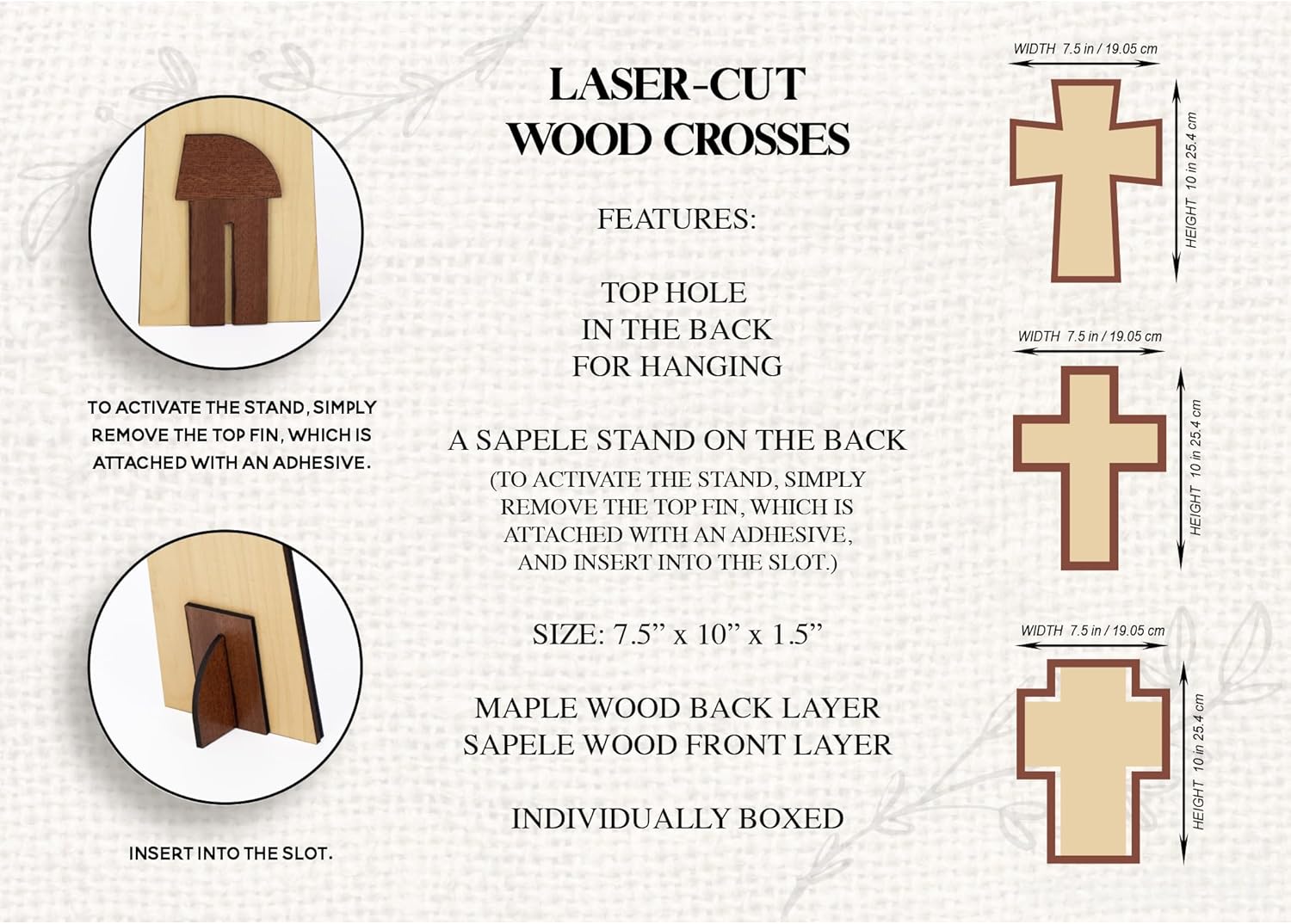 DEXSA We will trust in the Lord Cross Wood Wall Plaque 7.5"x10" | Made in the USA | Wonderful Gift | Inspirational Sentiment | Metal Hanger and Easel on Back | Self-Standing or Wall Hanging