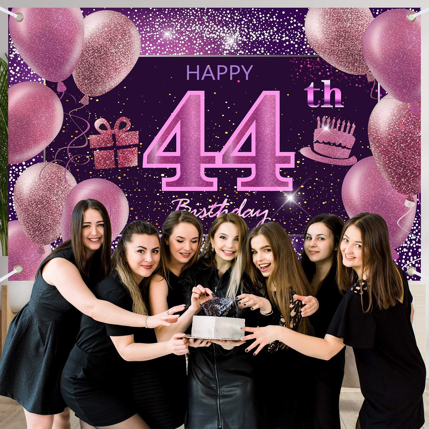 dekoracje urodzinowe IMISI Happy Birthday baner różowe tło urodzinowe dekoracje na imprezę (różowe złoto, 44)