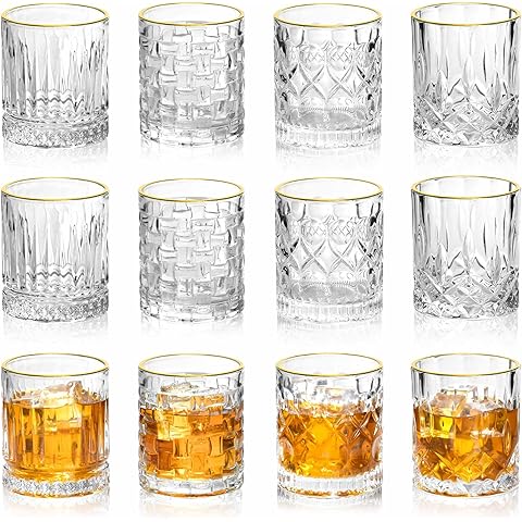 3oz Gold Rimmed Shot Glasses,12 pack Vintage Fancy Shot Glass Set,Cute Shot Glasses...