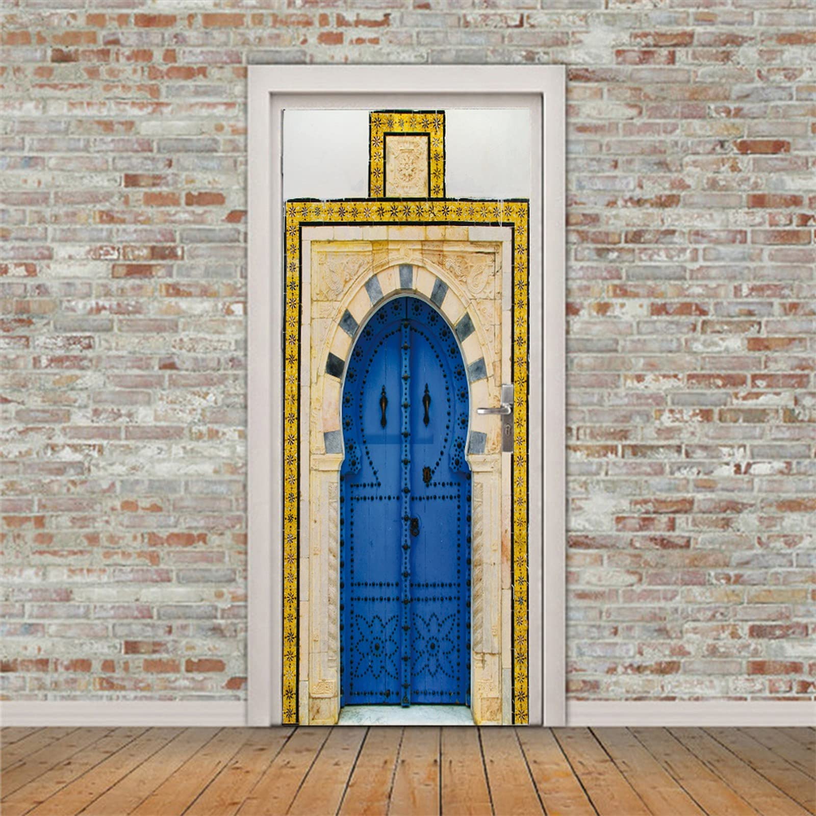 Sticker Porte 3D Palais Royal Fès Maroc - Affiche Vinyle 95x215 Cm Décoration Murale