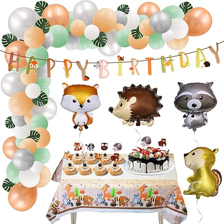 Jevenis 33 Pcs Woodland Animals Balloons Woodland Party Supplies Forest Animal Friends Themed Balloons Woodland Animals Birthday Party Decorations Safari Party Decorations Amazon Co Uk Home Kitchen