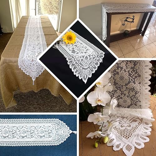 Miniatura 3 de Efavormart Jolly Good - Camino de mesa de encaje de alta calidad para bodas, fiestas de cumpleaños, banquetes, decoración, ajuste rectangular y mesa