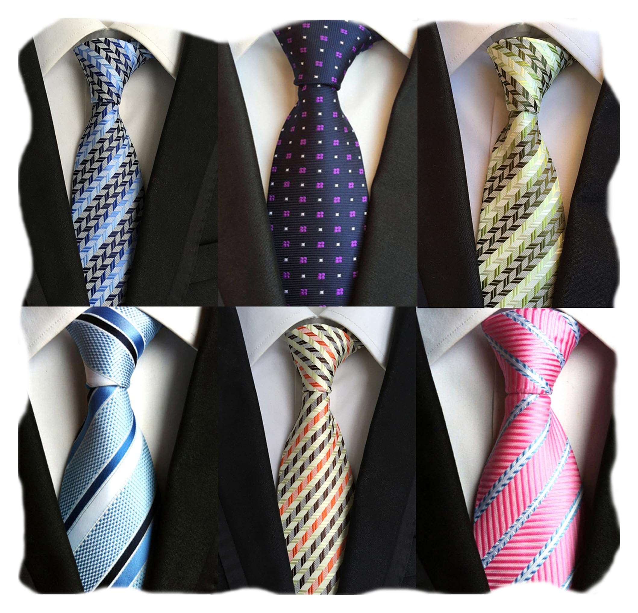 Weishang Men's Style 27 Lot 6 Pcs Classic Silk Tie Necktie Woven Jacquard Neck Ties, Medium