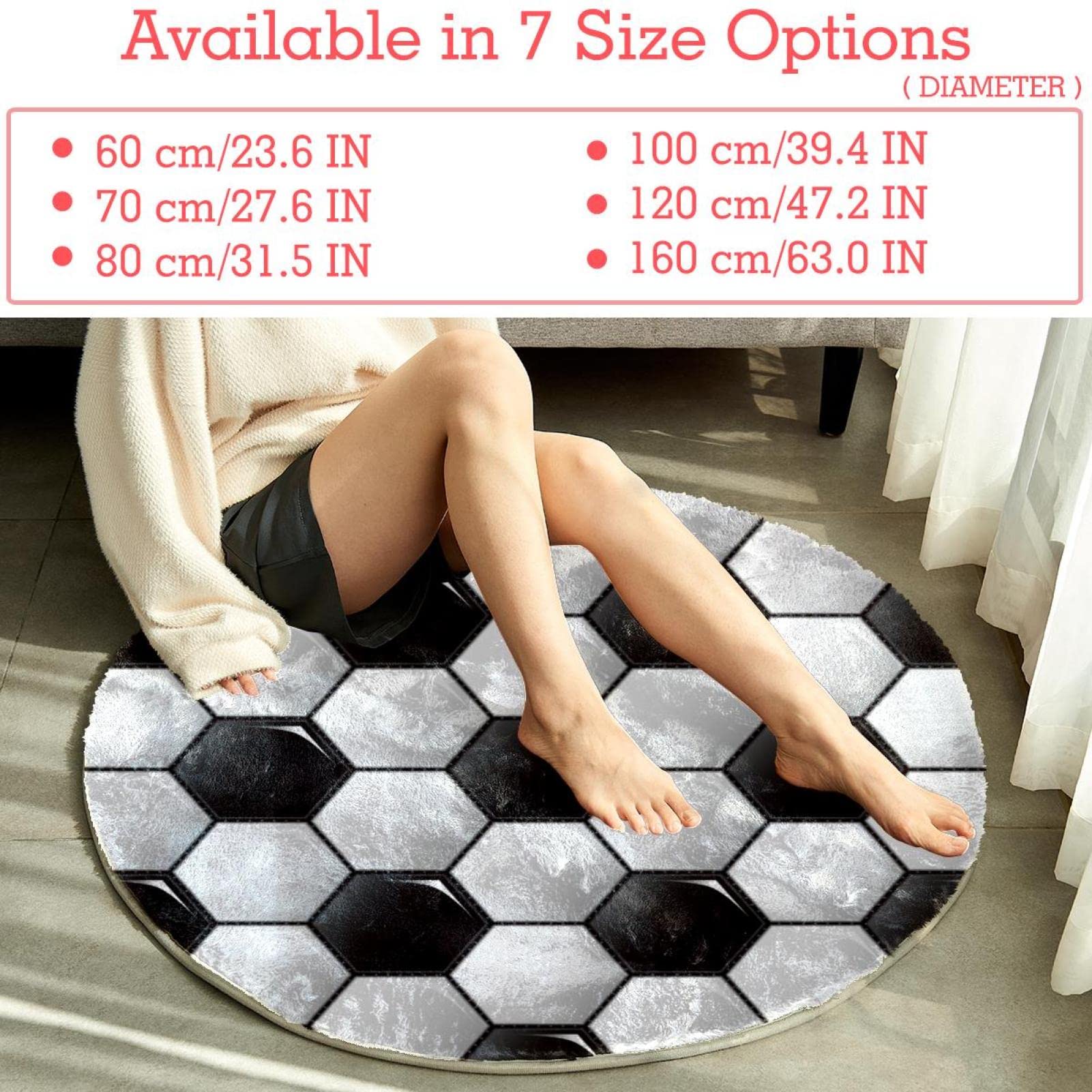 Teppich für Schlafzimmer, Wohnzimmer, Arbeitszimmer, Schwarz / Weiß