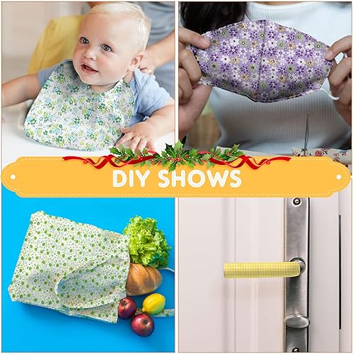 Miniatura 7 de Macarrie 70 piezas de algodón grueso acolchado de 20 x 20 pulgadas, paquetes de tela con estampado floral, suministros de costura, cuadros de tela