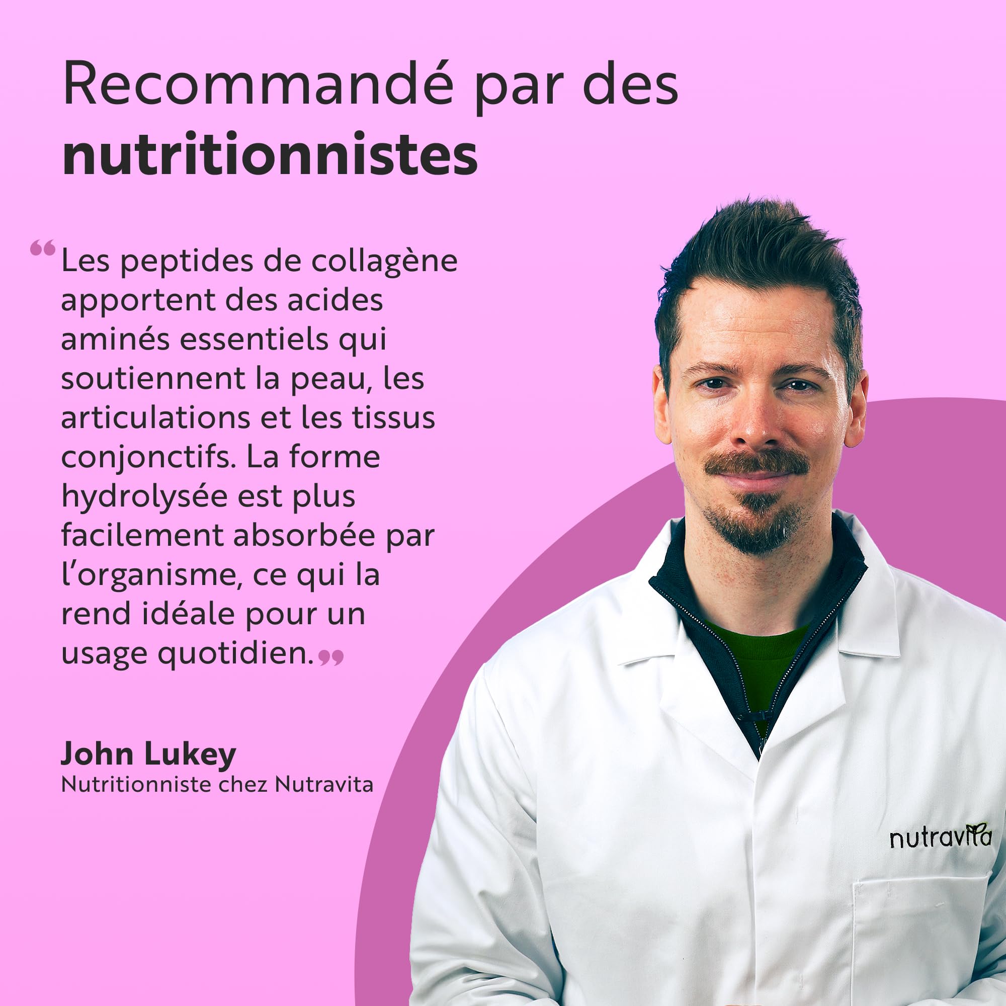 Nutravita Poudre de Collagene 500g - 100% Premium Peptides de Collagène Hydrolysés Pur, Type 1-50 Portions, Goût Neutre - Peptide de Collagen Hydrolysat - Collagene Bovin à Boir - 8 Acides Aminés