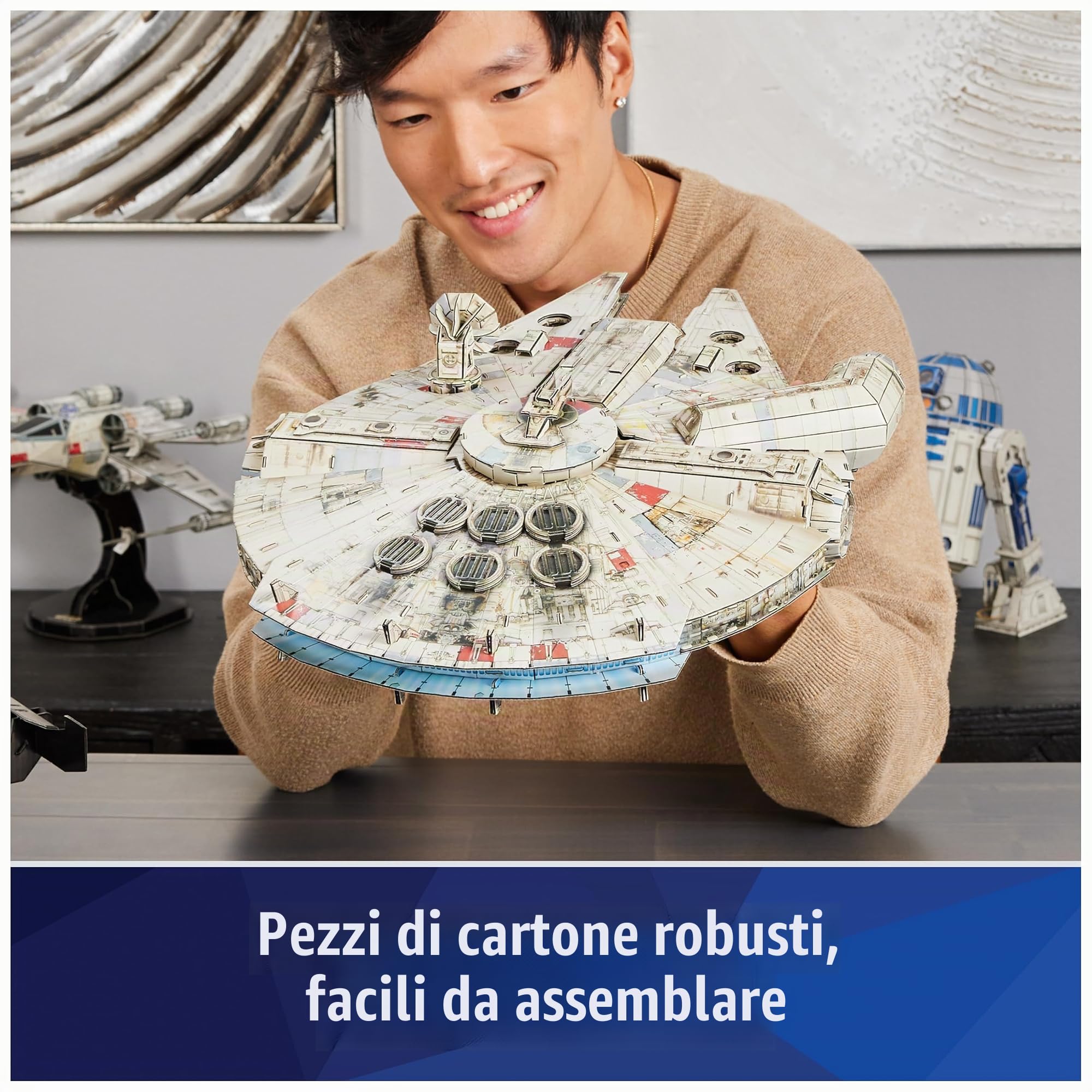 4D Build, kit di modellismo 3D Millennium Falcon di Star Wars Decorazione, Giocattoli da costruzione Kit di modellismo in cartoncino per adulti e ragazzi dai 12 anni in su