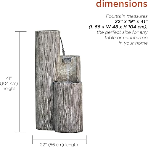 Miniatura 3 de Alpine Corporation GIL1482 Fuente, 22 pulgadas de largo x 19 pulgadas de ancho x 41 pulgadas de alto, gris