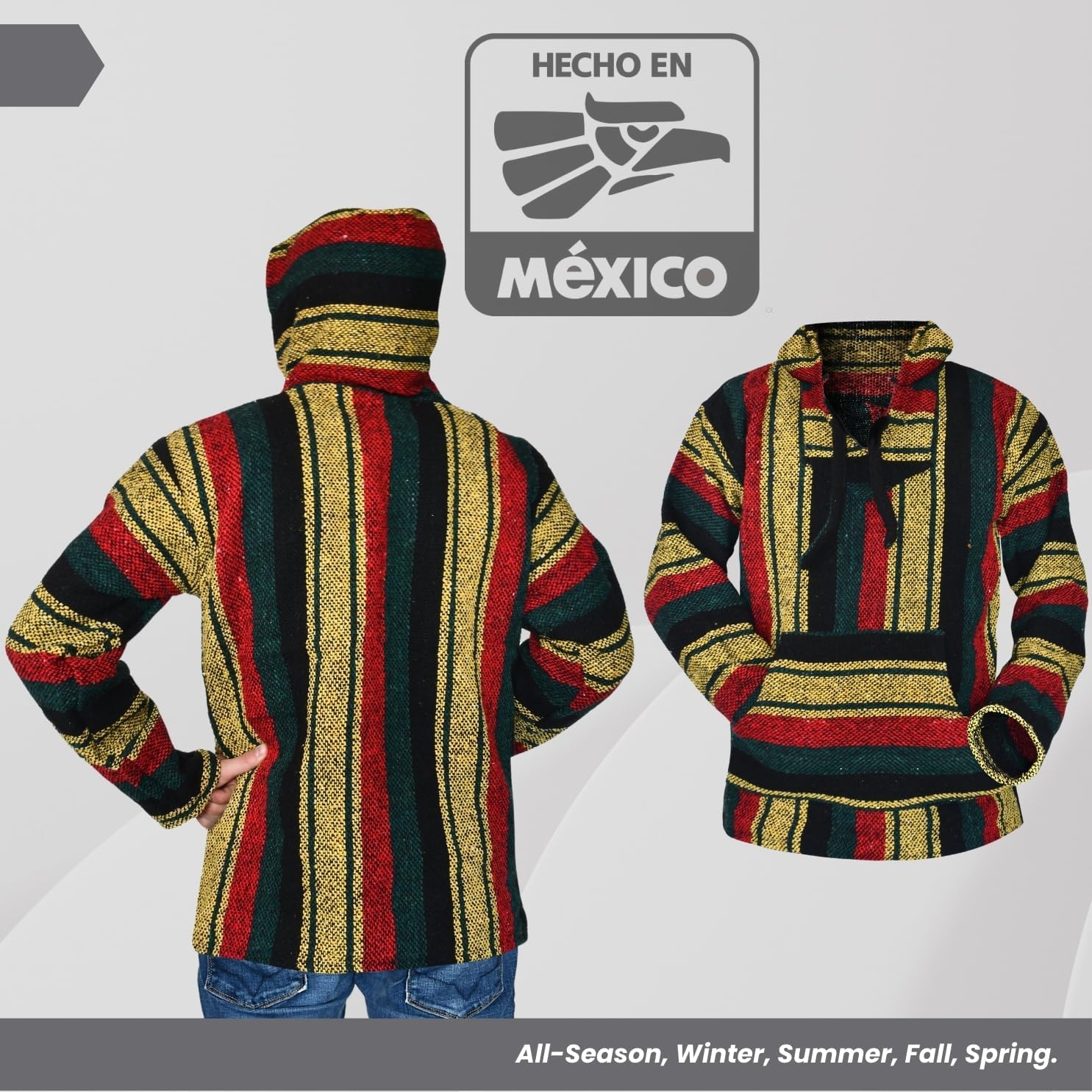 Mexican Baja Hoodie – Classic Drug Rug Pullover Sweater