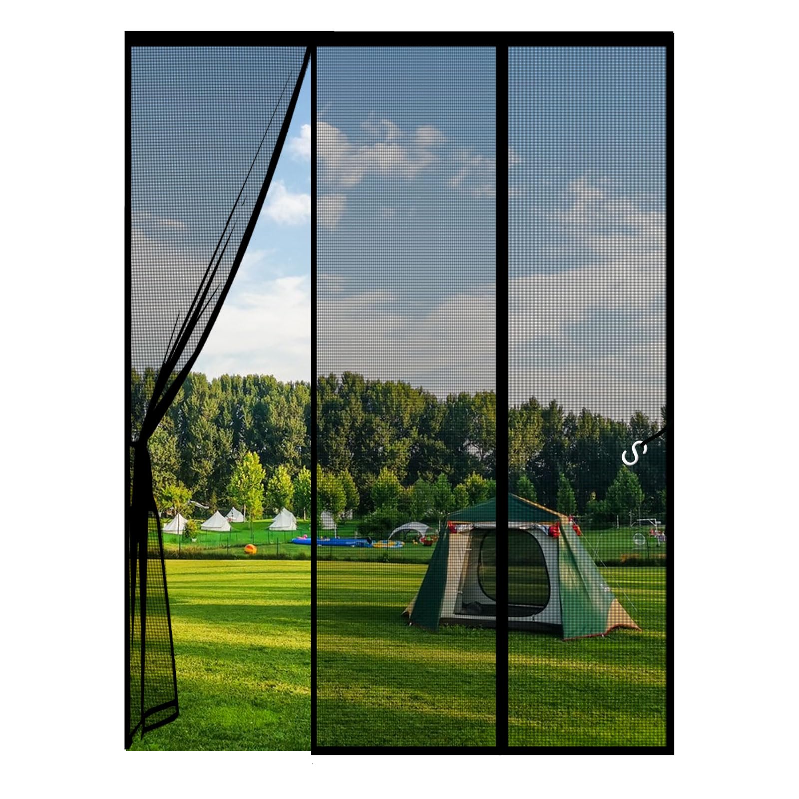 Magnetic Fly Screen Door 200(50-100-50 x280cm Magnetic Door Curtain for Double Doors, Anti Mosquito Mesh Curtain, Shut Automatically Side Opening Fly Screens, for Patio Door, Sliding Door — image 1