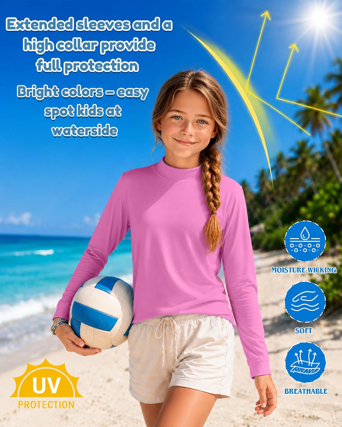 Xaatren 3 Pack Girls Rash Guard Swimwear Shirts image 5