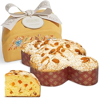 Italian Colomba di Pasqua as Good as Italian Panettone - 26.5 Oz, 750gr - Colomba Cake with Candied Fruit by Pasticceria Fraccaro 1932, with Sugar Glaze and Almonds on Top - Artisanal Wrapping