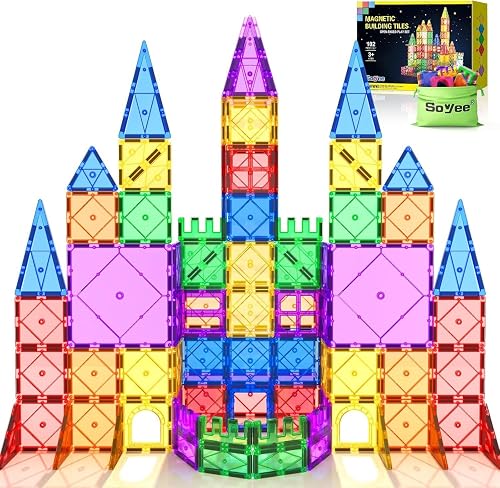 Soyee 102PCS Magnetic Tiles Building Blocks Stem Toys for 3+