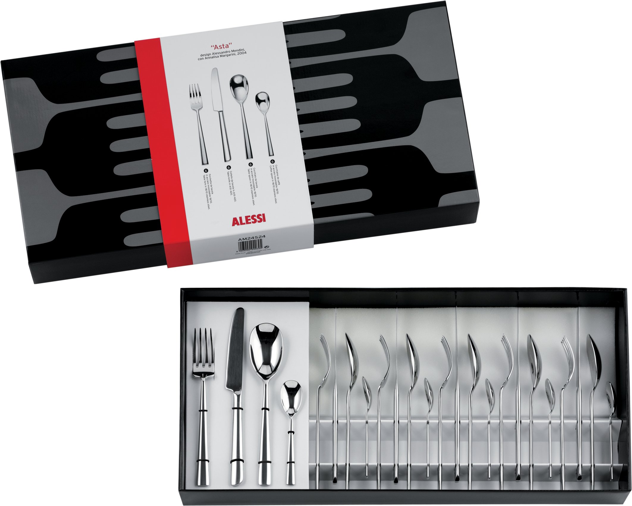 Couteaux et cuillers Alessi AM24S24 en inox 18/10 anti-rouille pour lave-vaisselle