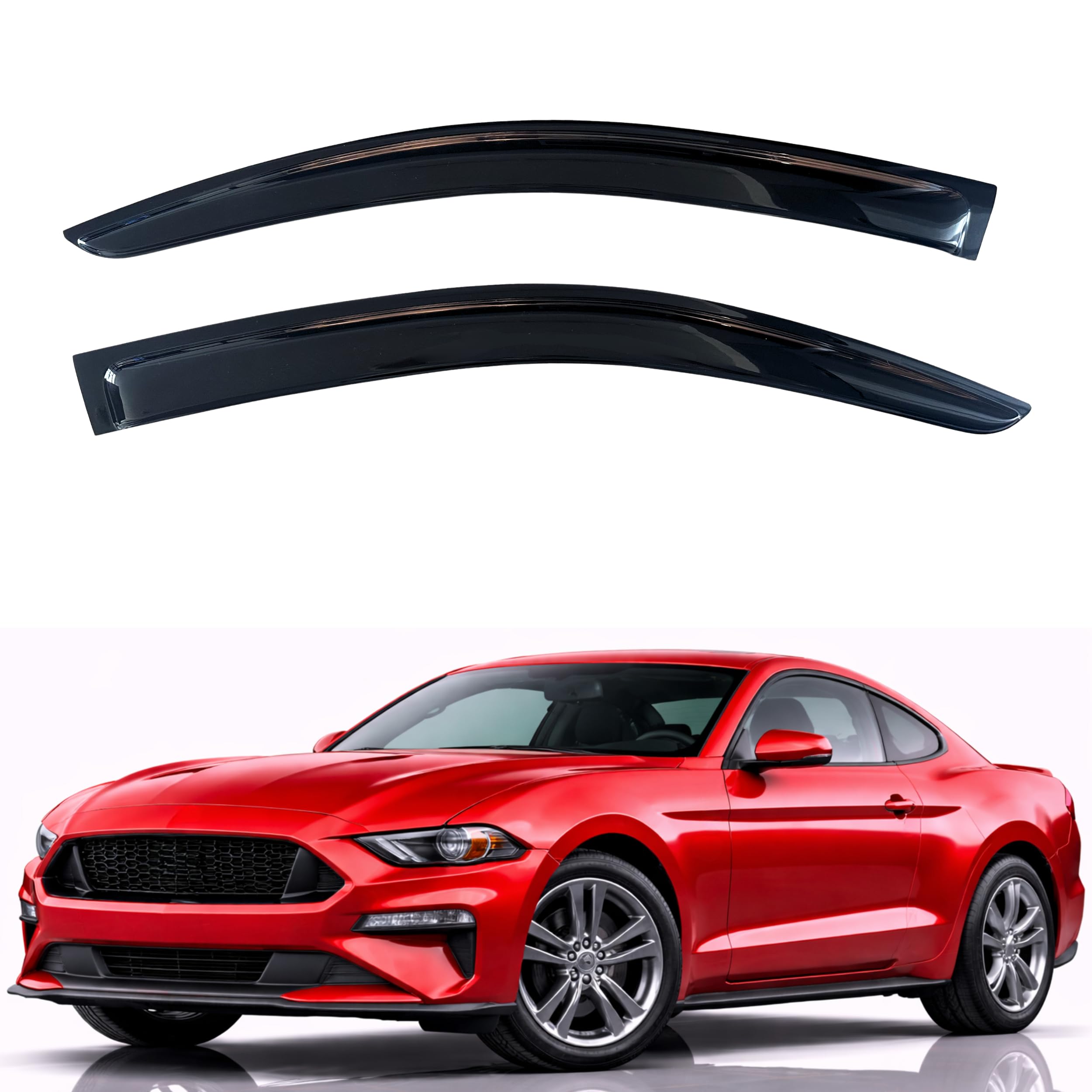 KPY Rain Guards Fit for 2015-2023 Ford Mustang, Out-Channel Window Visors Vent Wind Deflectors 2PC, Car Accessories for 15-23 Mustang