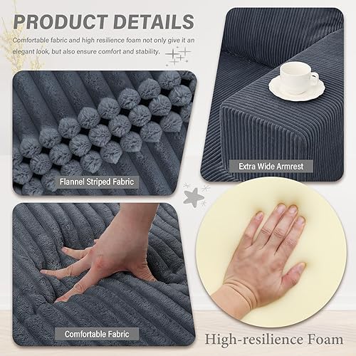 Miniatura 4 de Sofá de nube modular de 3 piezas, asiento profundo seccional de 111 pulgadas, sofás comprimidos para sala de estar, dormitorio, sofás sin hueso para