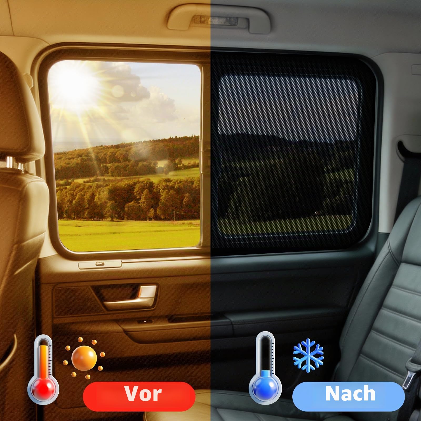 ZATOOTO Sonnenschutz Magnetisch für VW T5 T6 Seitenscheiben 2 PCS Autosonnenblende faltbar Sichtschutz Moskitonetz Lichtschutz