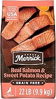 Vista 13 de Merrick - Alimento seco para perros, receta de salmón real y batata libre de granos, 10 libras, en bolsa