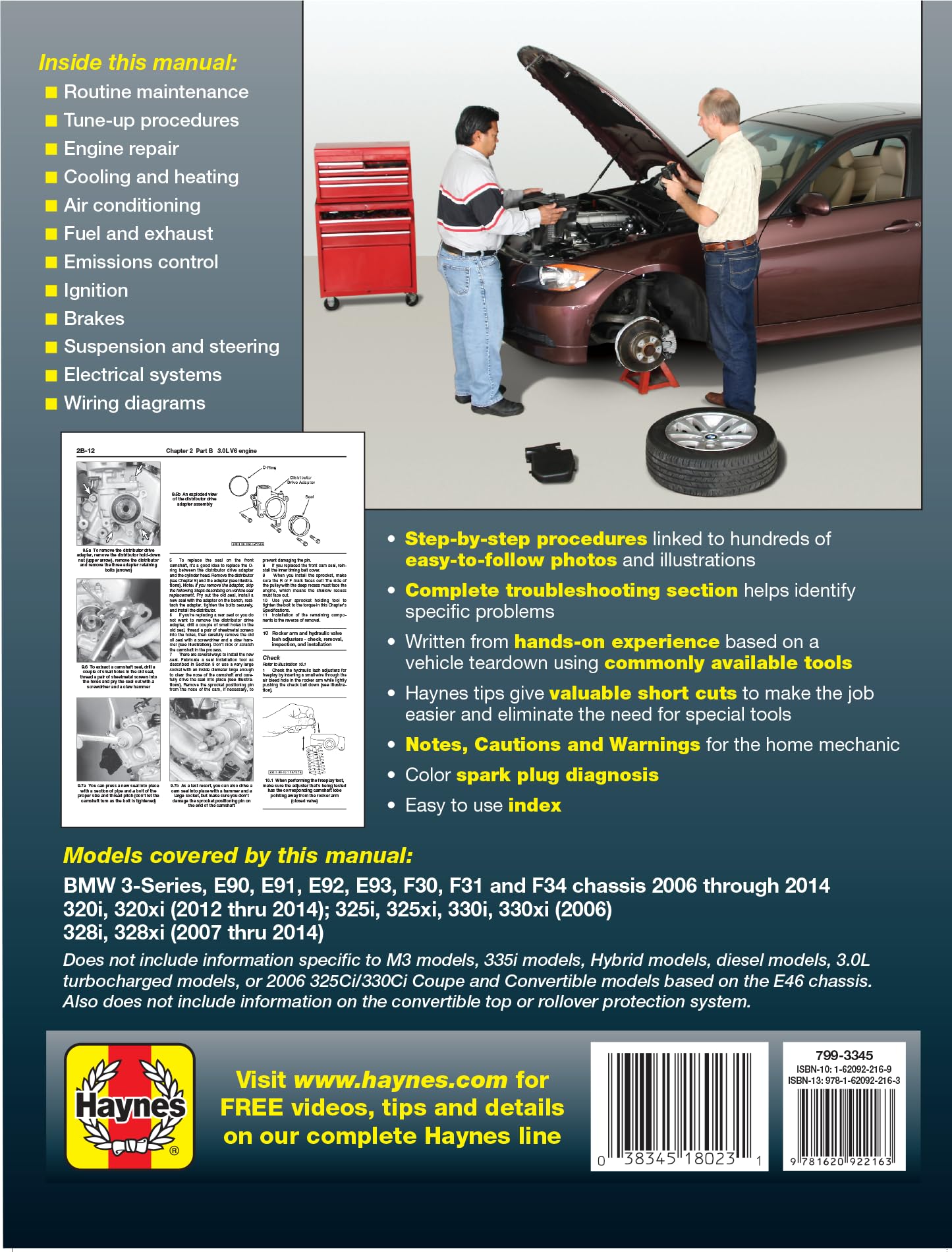 BMW 3-Series 320i & 320xi (2012-2014), 325i, 325xi, 330i & 330xi (2006) & 328i & 328xi (2007-2014) Haynes Repair Manual (USA): 2006-14