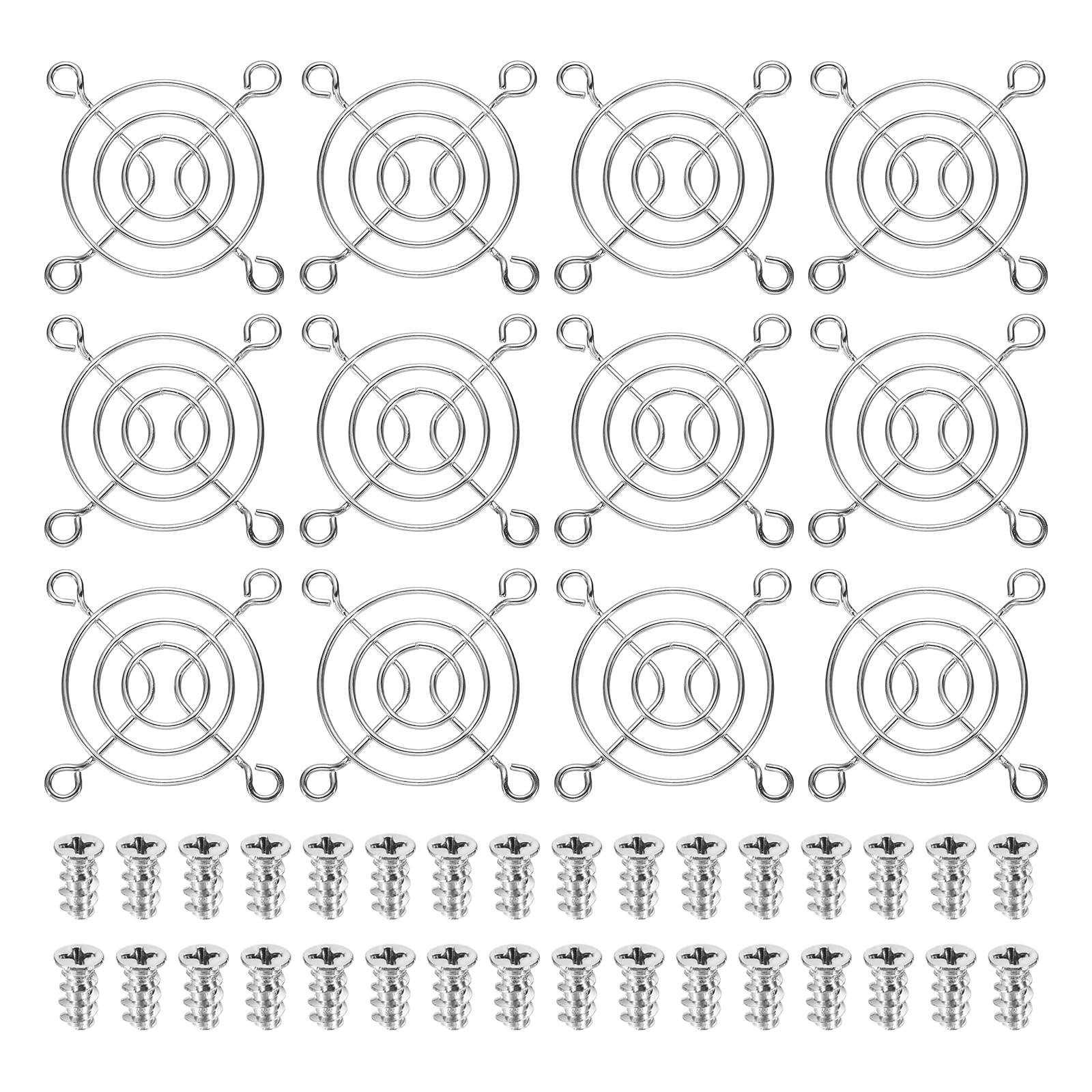 PATIKIL 50mm Fan Finger Grill, 12 Pcs Metal Ventilation Grill Guard Cover with Screws for Industry Workshop Computer Household Refrigerators Air Conditioning, Silver