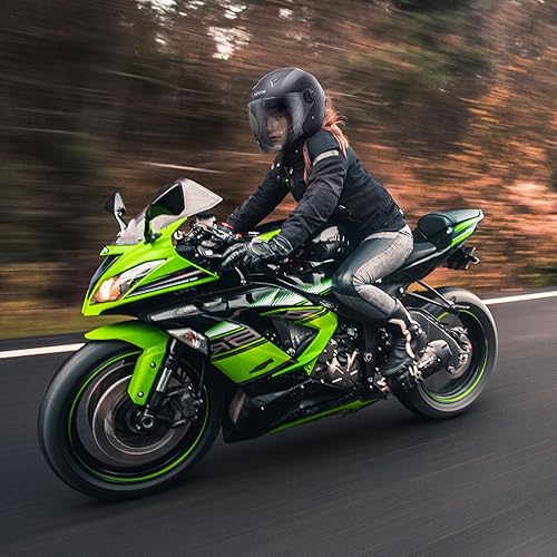 Miniatura 8 de Casco de motocicleta VEVOR, 34 de cara abierta, Casco de motocross para adultos con visera transparente, cómodo para motocicleta de carreras