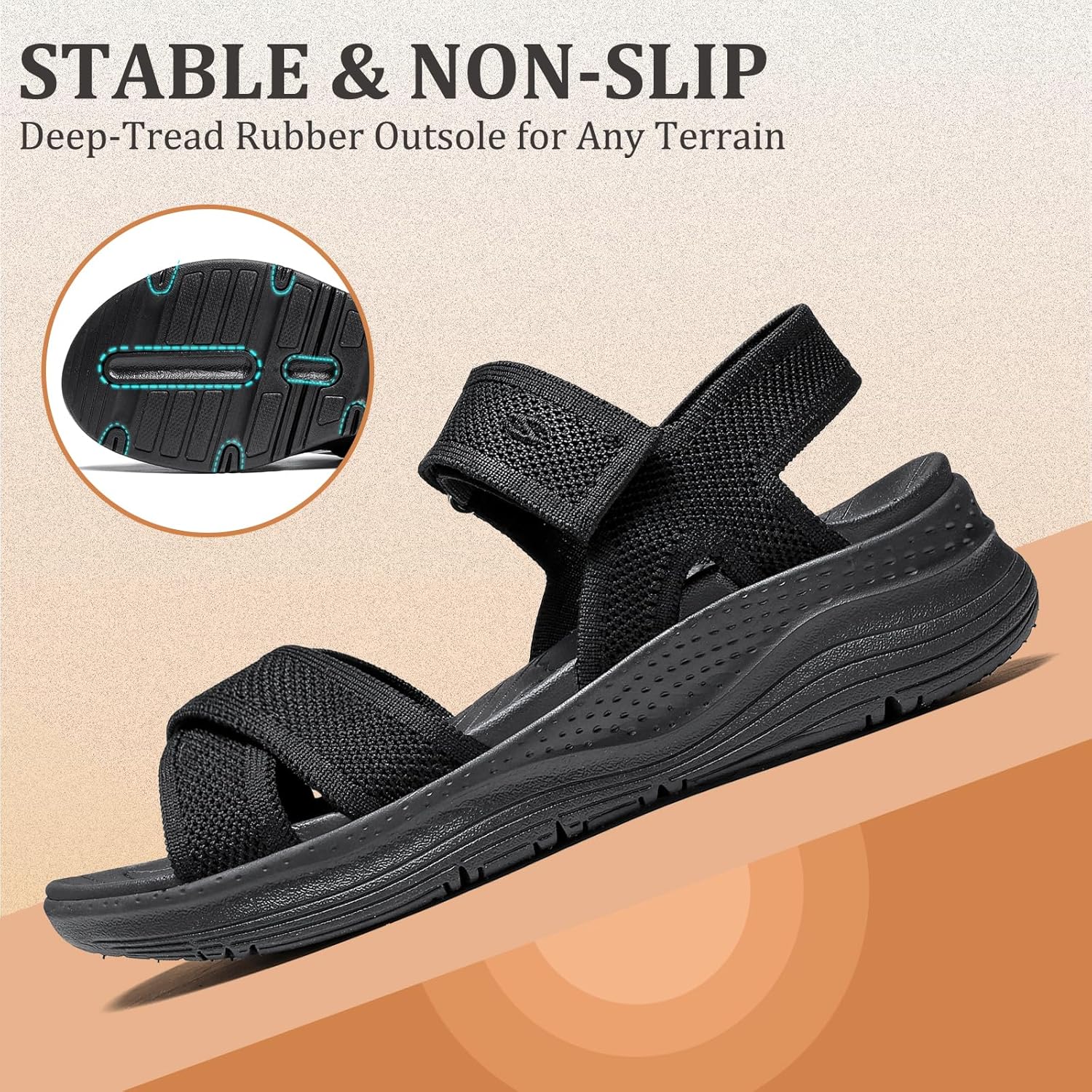 Womens Orthopedic Walking Sandals Comfortable Plantar Fasciitis Arch Support with Ultra lightweight Adjustable Strap Sandals for Summer Beach - Image 7