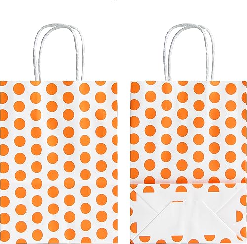 Miniatura 3 de ADIDO - Bolsas de papel rojo EVA con puntos blancos de papel kraft con asas bolsas de papel para niños, cumpleaños, bodas, fiestas y fiestas (8.2 x