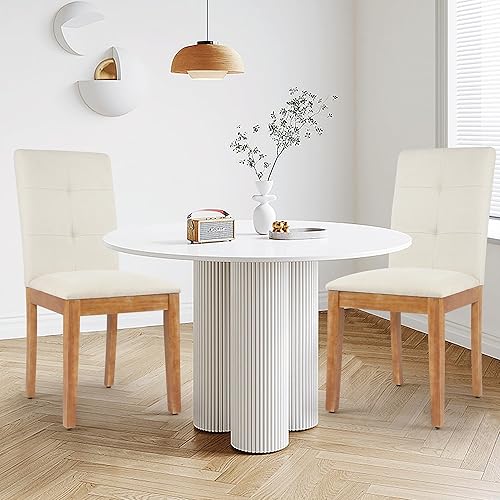 Miniatura 6 de DAGONHIL Juego de 2 sillas de comedor, modernas sillas de comedor tapizadas de tela, sillas de cocina sin brazos con patas de madera y asiento