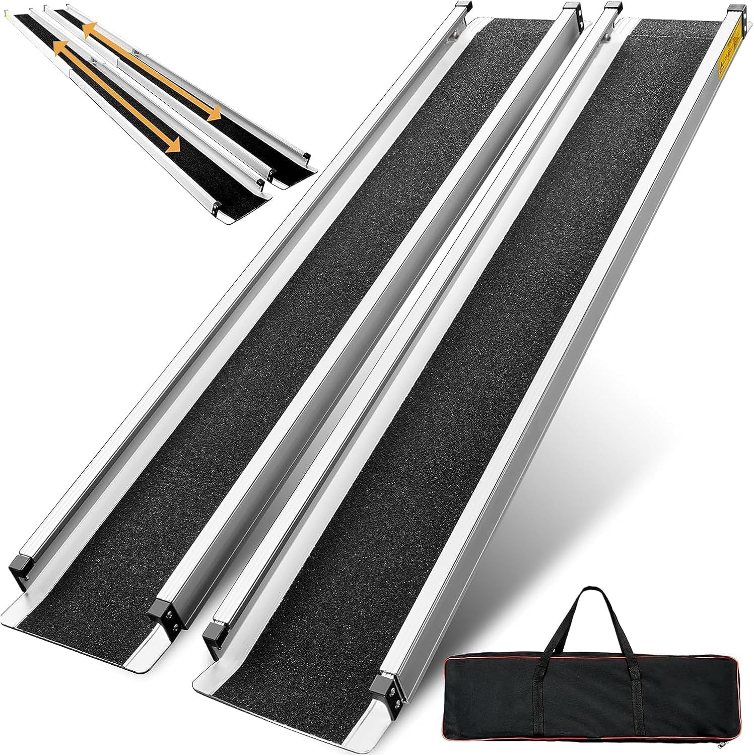 gardhom 5FT Telescopic Wheelchair Ramps 272KG Capacity Aluminum Portable Ramps for Wheelchairs with Carrying Bag for Home Front Door Stair Steps, 2PCS