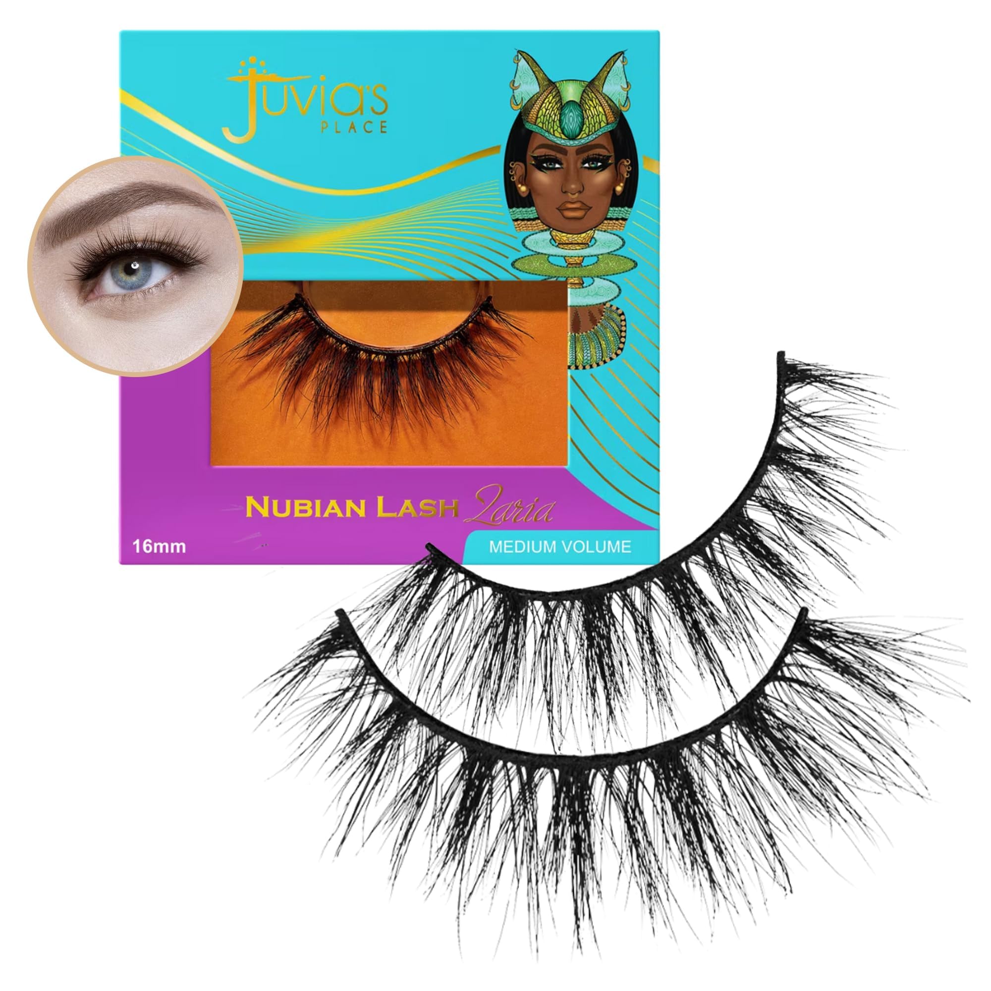 Juvia's Place Nubian Eyelashes Zaria - Eyelash Extension for Day or Night Use, Vegan Mink Lashes, Cruelty-Free Fluffy Lashes, Reusable Adhesive, Matte