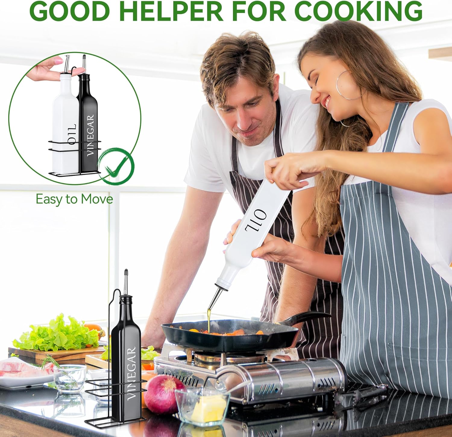 Imagem frontal de embalagem de azeite em uma cozinha moderna, clara e bem iluminada, com janela ao fundo. Imagem frontal de embalagem de azeite em uma cozinha moderna, clara e bem iluminada, com janela ao fundo.