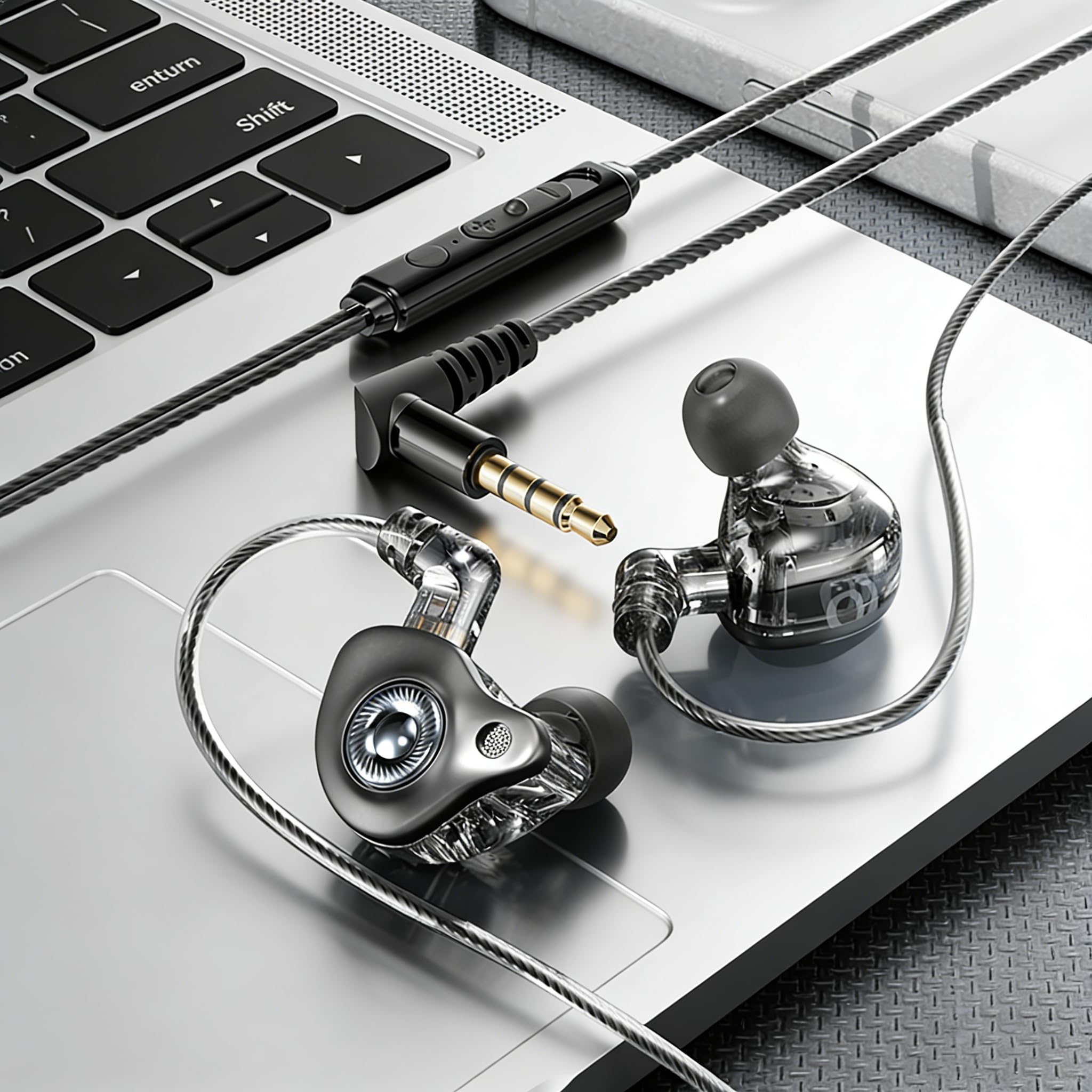 Wired Headphones With Mic 3.5 Mm Aux Jack Ear Buds For Apple Earpods, PS5 Laptop, iPhone Air Pods Ipods Earphones Gaming Head Phones Computer Macbook In-Ear Earbuds Volume Control Gaming Over-Ear Hook