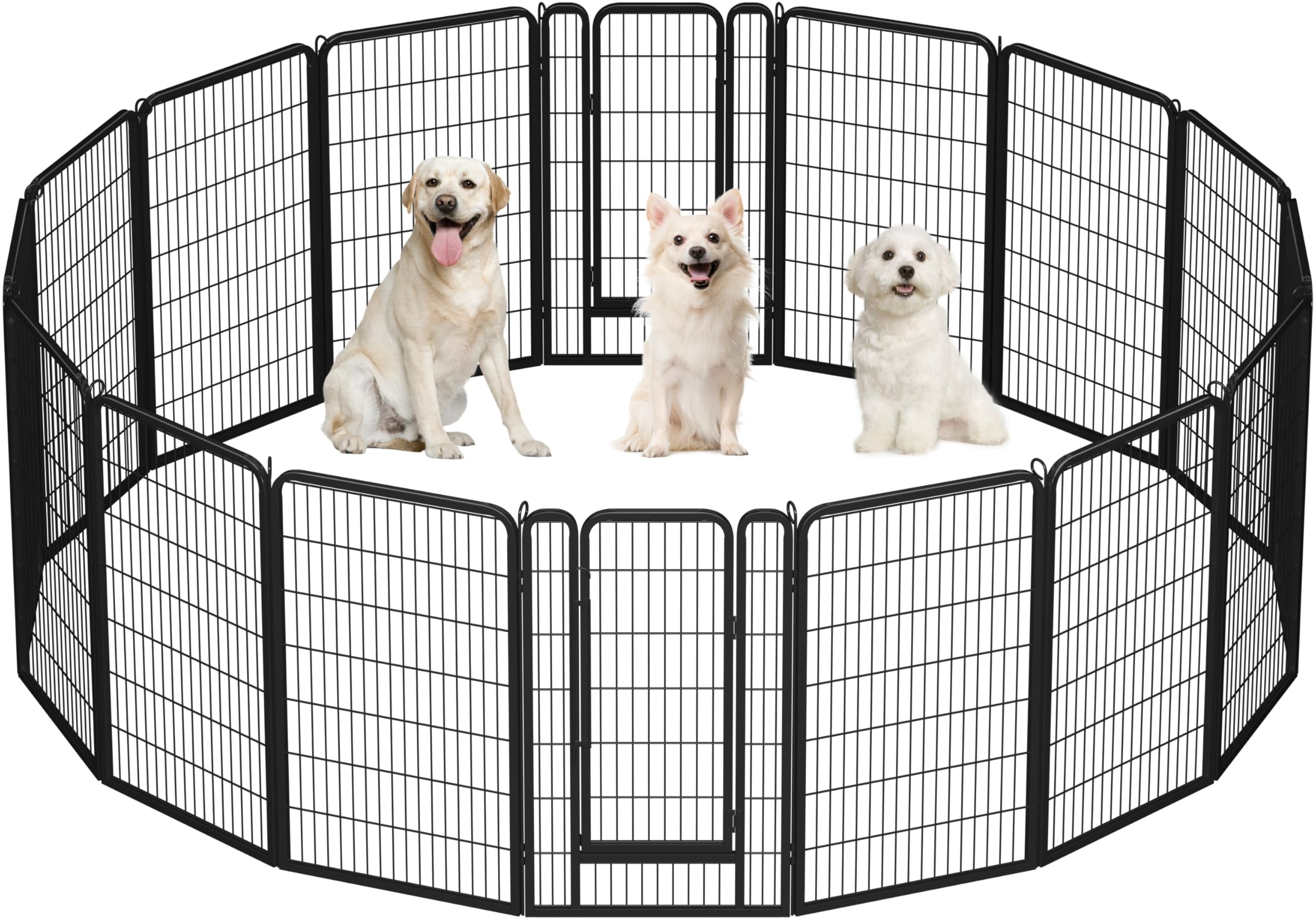 Yaheetech Parque para Perros Grande 16 Paneles 71 x 120 cm con 2 Puertas Vallas Plegable para Perros Interior Exterior Jardín Metálica