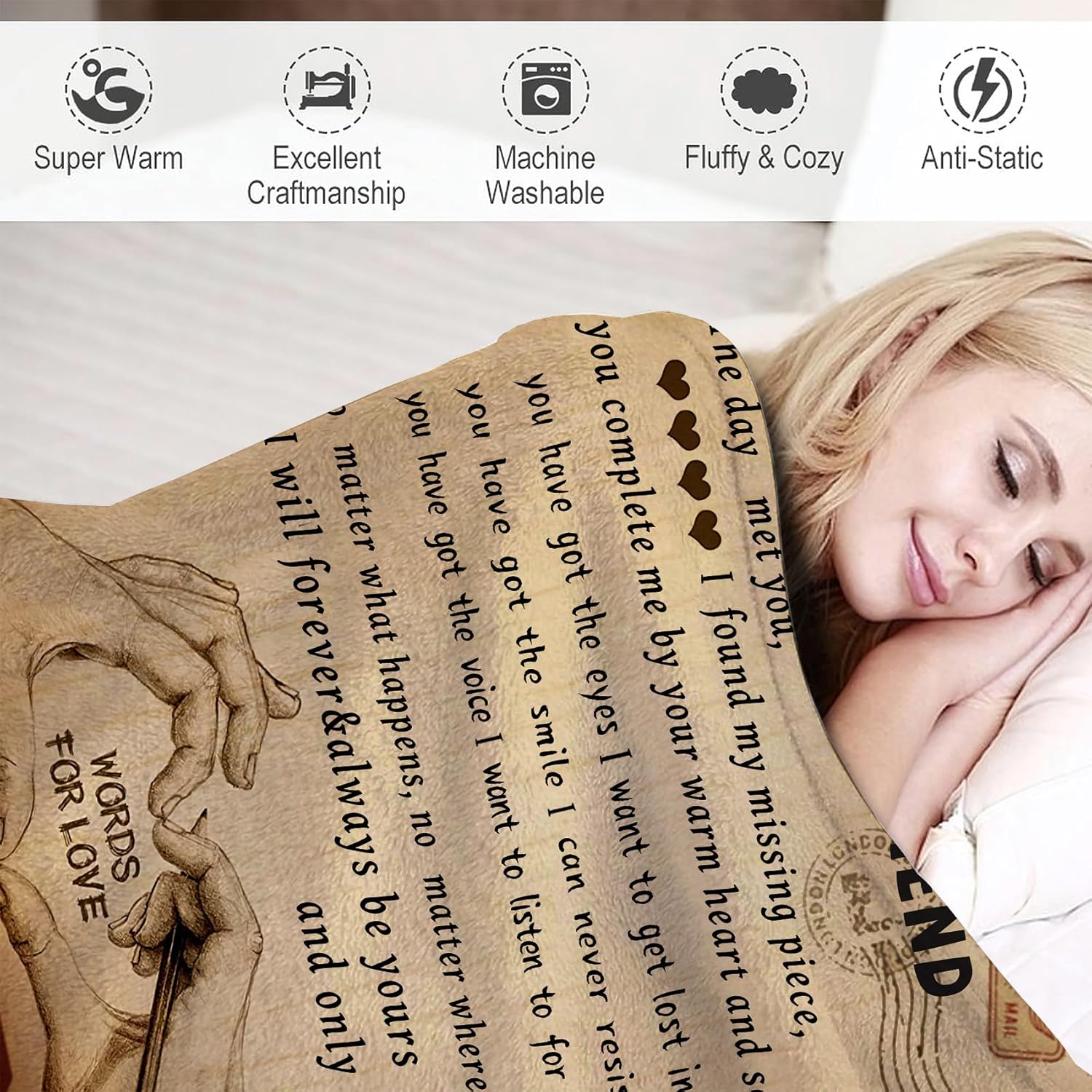 Gifts for Girlfriend to My Girlfriend Blanket Romantic Gifts for Her I Love You Throw Blankets Birthday Anniversary Blankets for Bed Sofa 50"x60" - Image 4